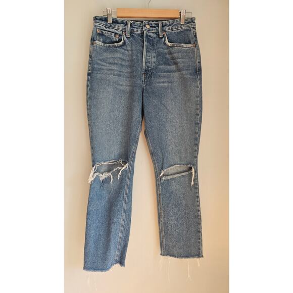 GRLFRND JEANS The Karolina High Rise Distressed Straight Crop Denim Jeans Sz 28 - Picture 11 of 11